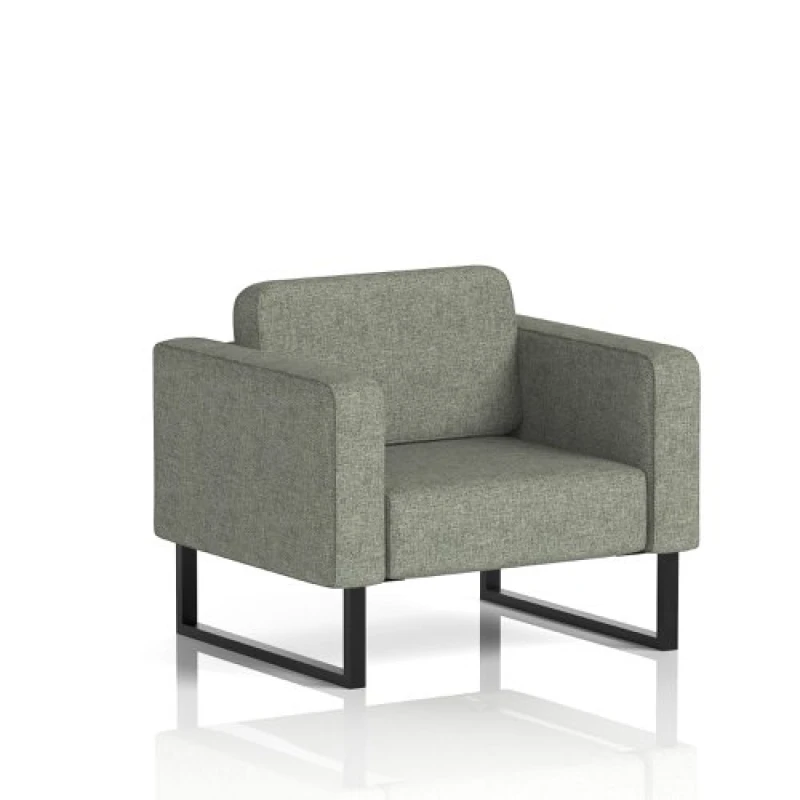 Image of Brixworth Office Armchair with Black Legs in Rivet Fabric - Vitreous