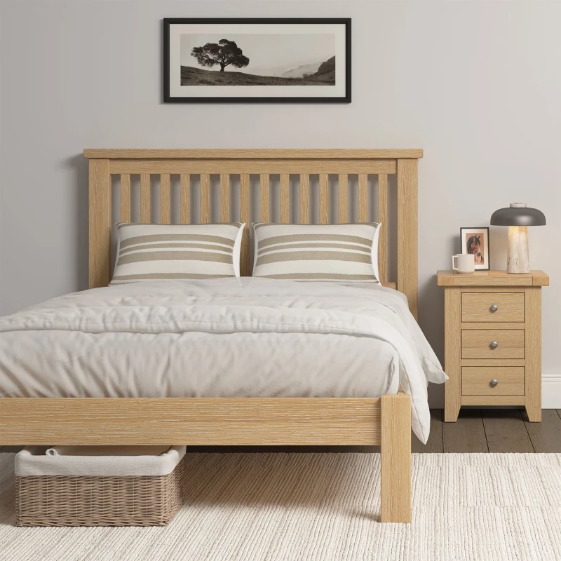 Image of Seconique Windsor 4'6" Double Bed Frame Real Natural Oak Part Assembled