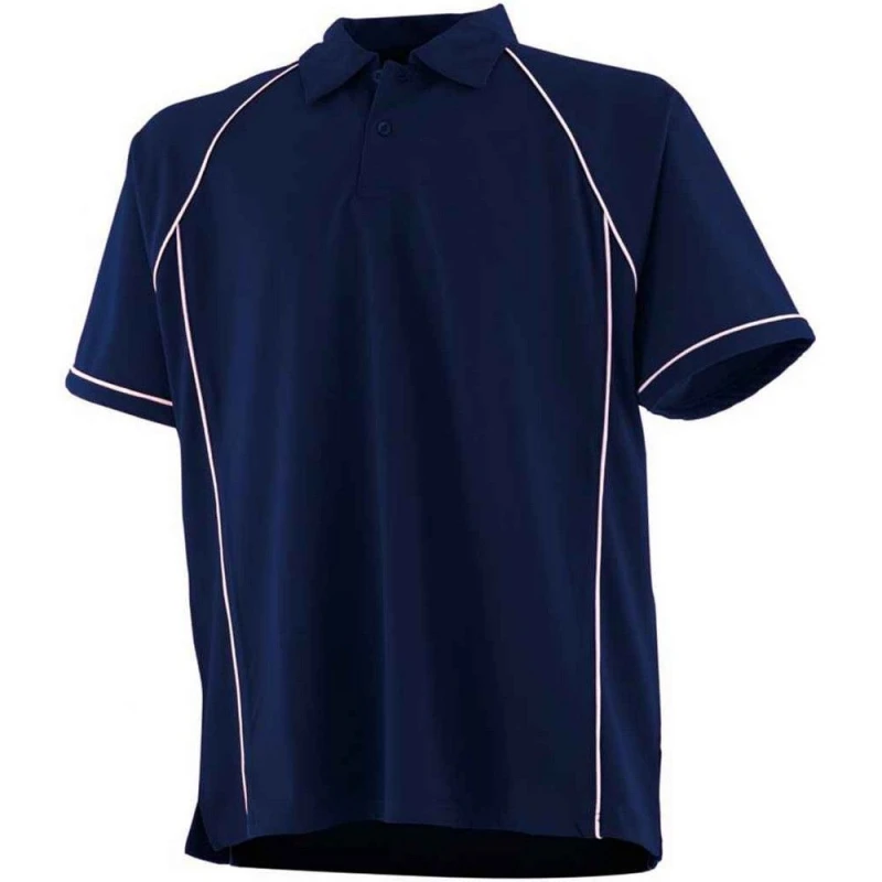 Image of Finden & Hales Performance Contrast Piping Polo Shirt in Navy Size: 3-4 Years Navy Unisex 3-4 Years