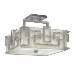 Image of 3 Light Semi Flush Mount Ceiling Light Nickel, E27