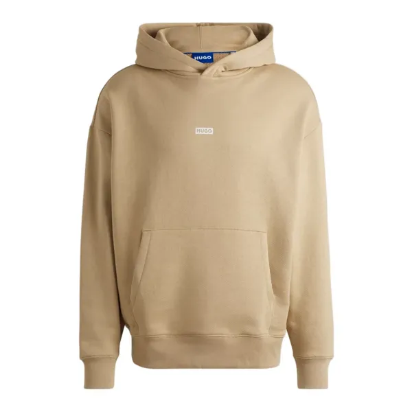 Image of HUGO Blue Nazardo Cotton-Jersey Hoodie - M Beige Hoodies and Sweatshirts male 50510724-269 M