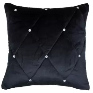 Image of New Diamante Embellished Cushion Black / 45 x 45cm / Polyester Filled