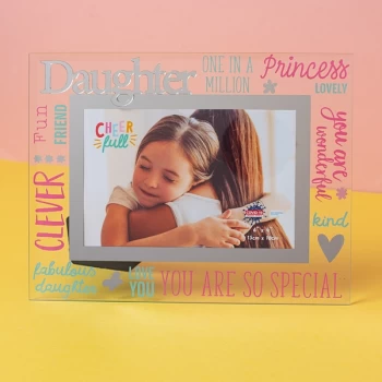 Image of 6" x 4" Cheerful Glass Photo Frame - Daughter