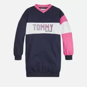 Image of Tommy Hilfiger Girls Cotton-Blend Jersey Jumper Dress - 10 Years