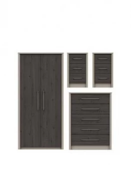 Image of Smyth 3 Piece Ready Assembled Package - 2 Door Wardrobe, 5 Drawer Chest And 2 Bedside Chests