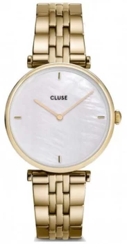 Image of CLUSE Triomphe Gold Plated Steel Bracelet White Dial Watch