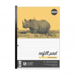 Image of RHINO Office A4 Refill Pad Sidebound 400 Pages 200 Leaf 8mm Lined