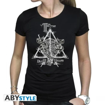 Image of Harry Potter - Deathly Hallows Womens Medium T-Shirt - Black