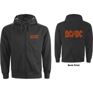 Image of AC/DC - Logo Mens Medium Zipped Hoodie - Charcoal Grey