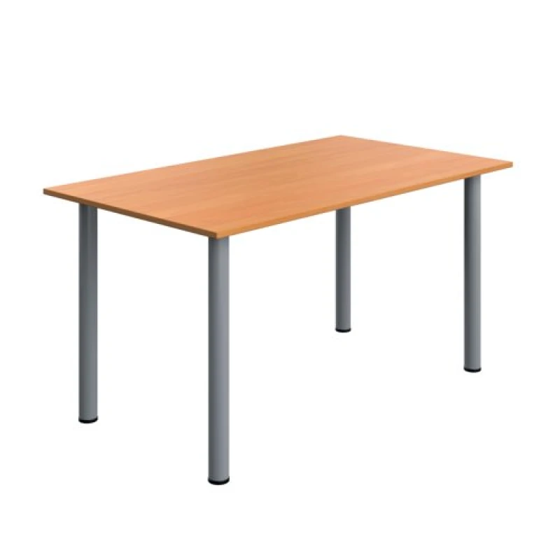 Image of Serrion Pole Leg Rectangular Table 1400x800x730mm Beech/Silver KF800236