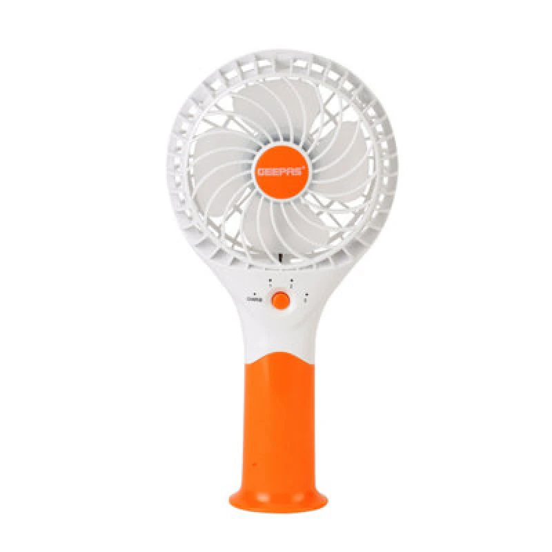 Image of Geepas Rechargeable Mini Desk Fan With 3 Speed Electric USB Travel Fan, Orange