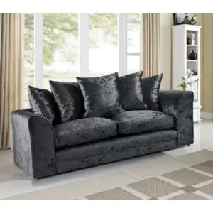 Image of Mirana Modern Crush Velvet 3 Seater Sofa Black