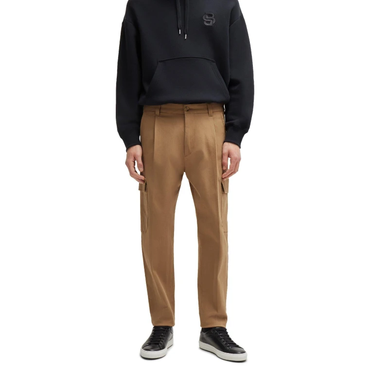 Image of Boss Mens C Perin Cargo Straight Leg Trousers Open Beige male 30