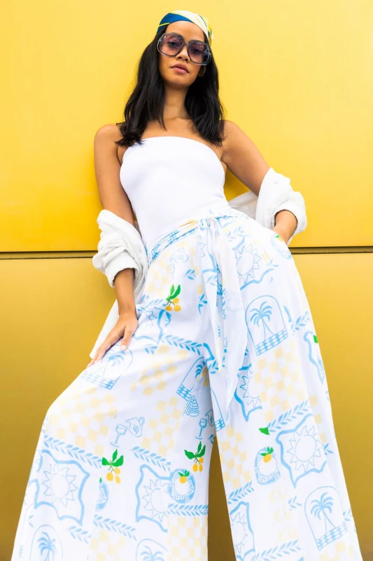 Image of Dusk Womens Citrus Wide Leg Trouser in White Size: 10 White Female 10