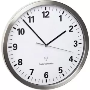 Image of TFA Dostmann 60.3523.02 Radio Wall clock 30.5cm x 4.3cm Stainless steel Noiseless movement, Energy-saving mode