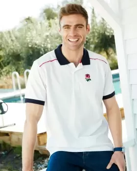 Image of Cotton Traders Mens Short Sleeve England Classic Polo Shirt in White