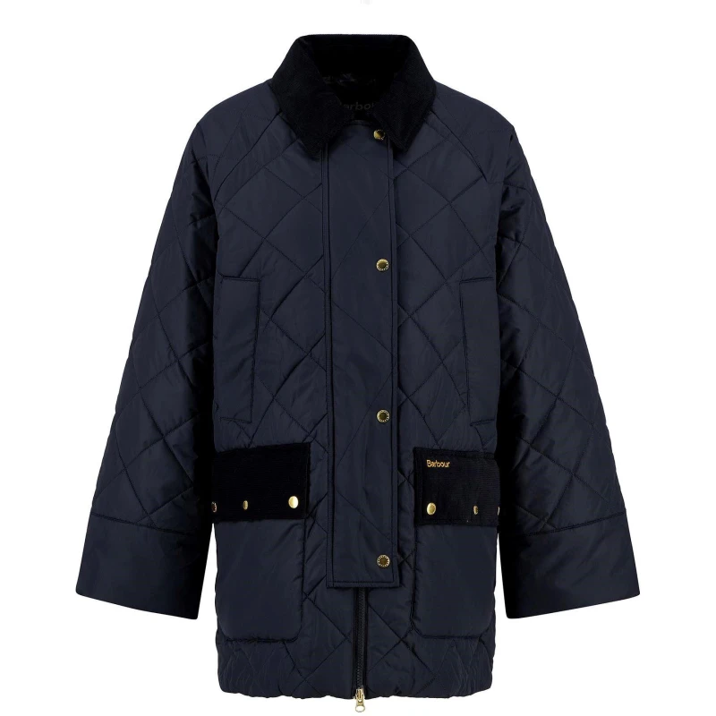 Image of Barbour Womens Aldburgh Quilted Jacket Navy/Drs Tartan female 8 (XS)