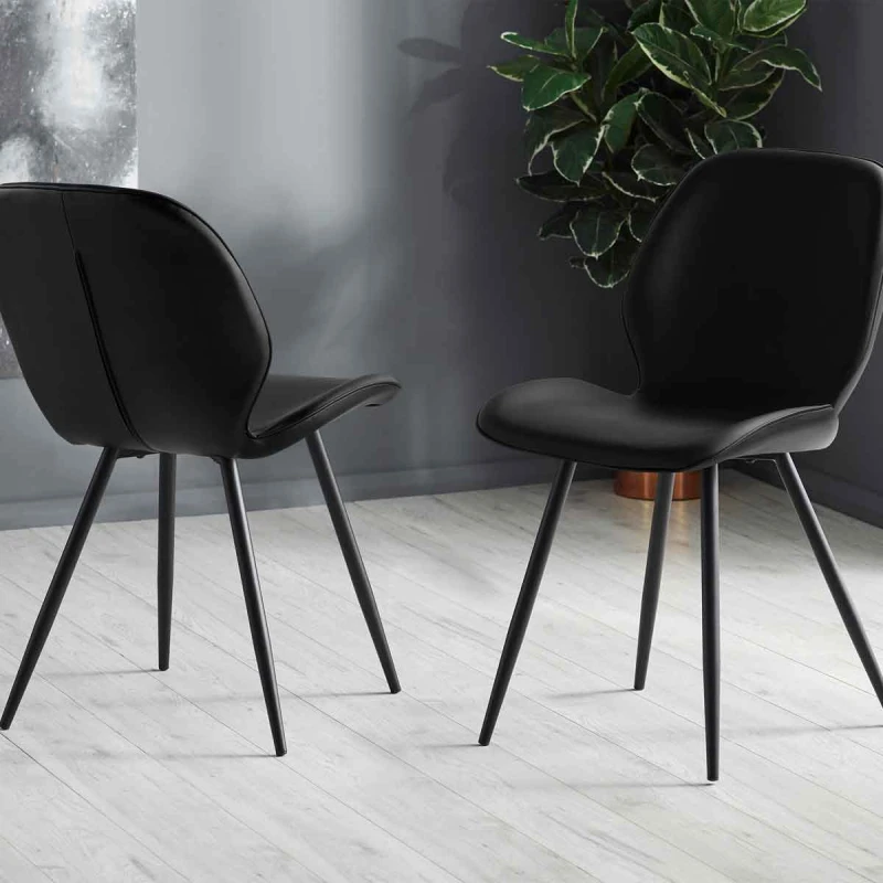 Image of SO'HOME Cyrus Faux Leather Dining Chairs (Set of 2) Black ONE SIZE