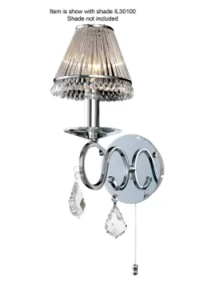 Image of Torino Wall Lamp Switched 1 Candle Light Polished Chrome, Crystal