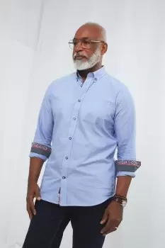 Image of Classic Blue Long Sleeve Peekaboo Floral Oxford Shirt