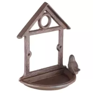 Image of Hi Hanging Bird Feeder House Shape 18cm Brown