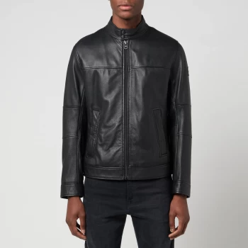 Image of Hugo Boss Josep Leather Jacket Black Size 54 Men