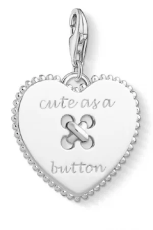 Image of Ladies Thomas Sabo Sterling Silver Charm Club Cute As A Button Heart Charm 1485-001-21