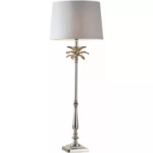 Image of Table Lamp Polished Nickel & Charcoal Linen 60W E27 Base & Shade e10386