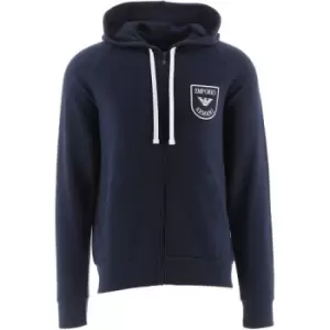 Image of Emporio Armani Loungewear Marine Blue Logo Hoodie