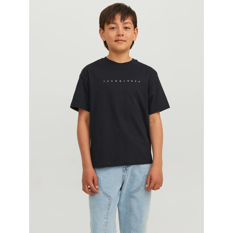 Image of Jack and Jones Kids Junior Logo Regular Fit T-Shirt Black male 10 Years