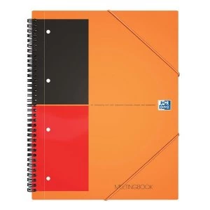 Image of Oxford A4 International 160 Pages 80gsm Wirebound Polypropylene 4 Hole Punched Perforated Meeting Book Orange