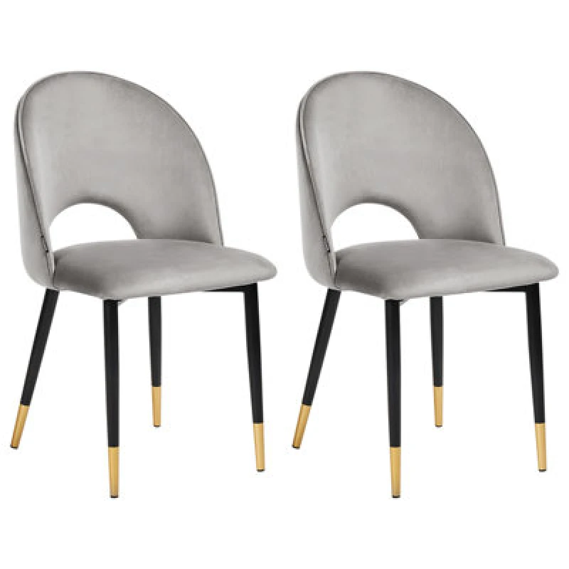 Image of Beliani Set Of 2 Dining Chairs Magalia Velvet Grey