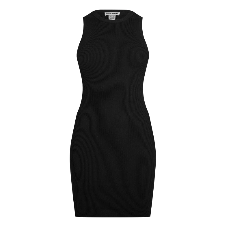 Image of DKNY Logo Mini Dress BLACK/IVORY female 8 (XS)