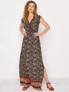 Image of Long Tall Sally Border Print Maxi Dress, Navy, Size 18, Women