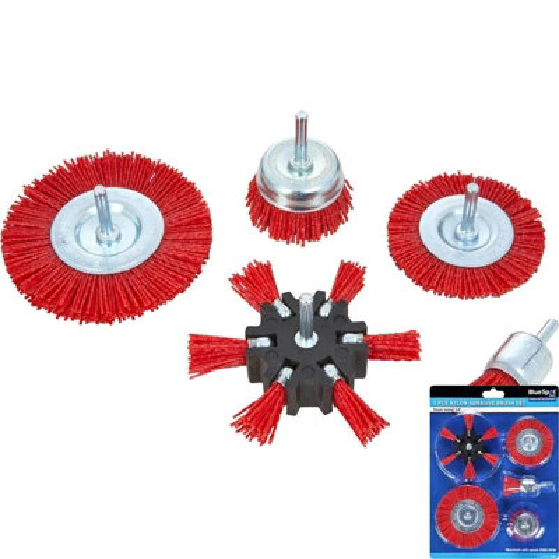 Image of BlueSpot Tools Bluespot Nylon Abrasive Filament Brush Drill Set Rust Paint Remover Wood Metal