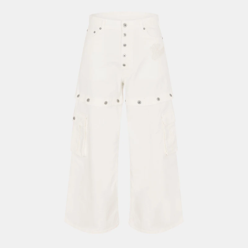 Image of Off White Mens Balloon Wide Leg Jeans Raw White male 30