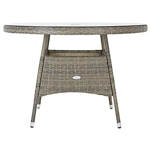 Image of Charles Bentley 6 Seater Rattan Garden Dining Table - Natural