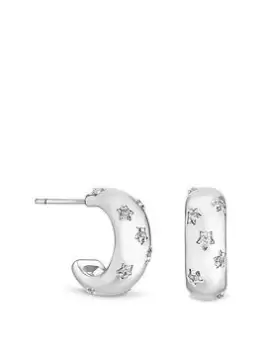 Image of Jon Richard Rhodium Plated Cubic Zirconia Celstial Hoop Earrings, Silver, Women