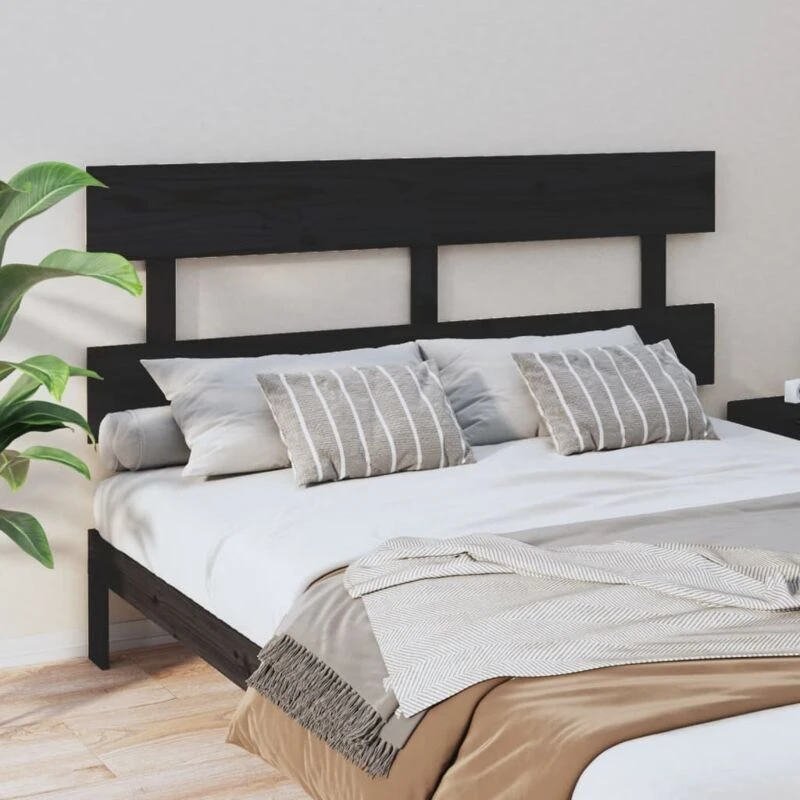 Image of VIDAXL Bed Headboard Black 164x3x81cm Solid Wood Pine Vidaxl 8720287009658