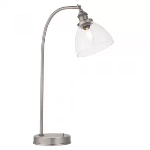 Image of Task Table Lamp Brushed Silver Paint, Clear Glass