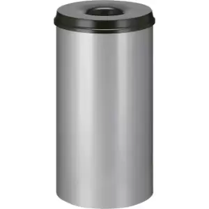 Image of Waste paper bin, self-extinguishing, capacity 50 l, HxØ 625 x 335 mm, body aluminium silver / extinguishing lid black
