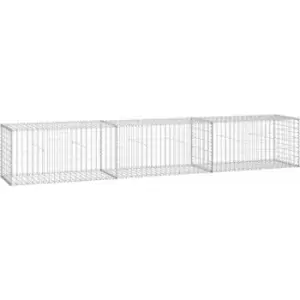 Image of Gabion Wall with Covers Galvanised Steel 300x50x50cm Vidaxl Silver