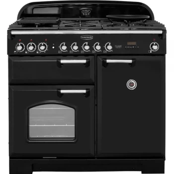 Image of Rangemaster CDL100DFFBL-C Classic Deluxe 100cm Dual Fuel Range Cooker Black