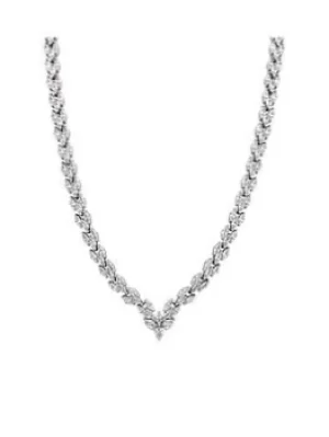 Image of Jon Richard RHODIUM PLATE CUBIC ZIRCONIA BRIDAL V NECKLACE, Silver, Women