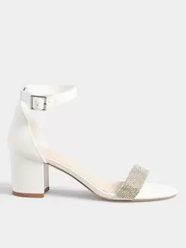 Image of Long Tall Sally Block Heel Diamante Sandal White, Size 9, Women