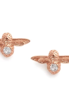 Image of Celebration Stones Rose Gold & White Topaz (April) Bee Stud Earrings OBJAME98