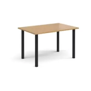 Image of Rectangular Black radial leg meeting table 1200mm x 800mm - oak