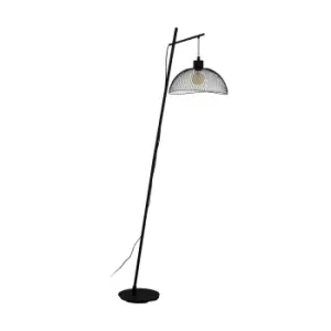 Image of Standing Floor Lamp Light Black Mesh Shade 1 x 60W E27 Bulb Tall Living Room