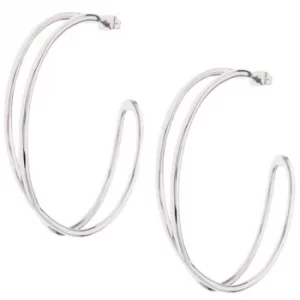 Image of Ladies Karen Millen Silver Plated Criss-Cross Hoop Earring
