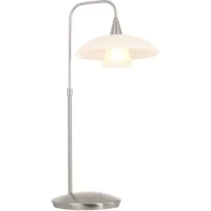 Image of Sienna Tallerken Desk Task Lamp Steel Brushed, Glass White Matt, Transparent Matt